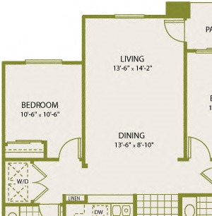 Plan 6 Plan 6 – 2 Bedroom 2 Bath Floor Plan Layout – 1039 Square Feet