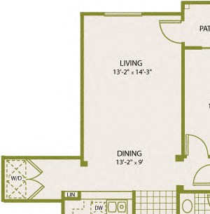 Plan 9 Plan 9 – 1 Bedroom 1 Bath Floor Plan Layout – 833 Square Feet