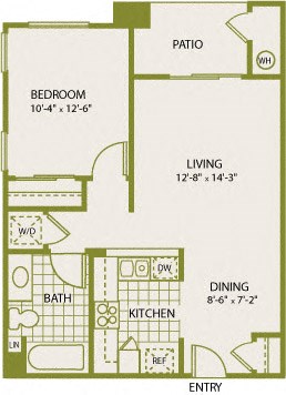 Plan 1 Plan 1 – 1 Bedroom 1 Bath Floor Plan Layout – 587 Square Feet