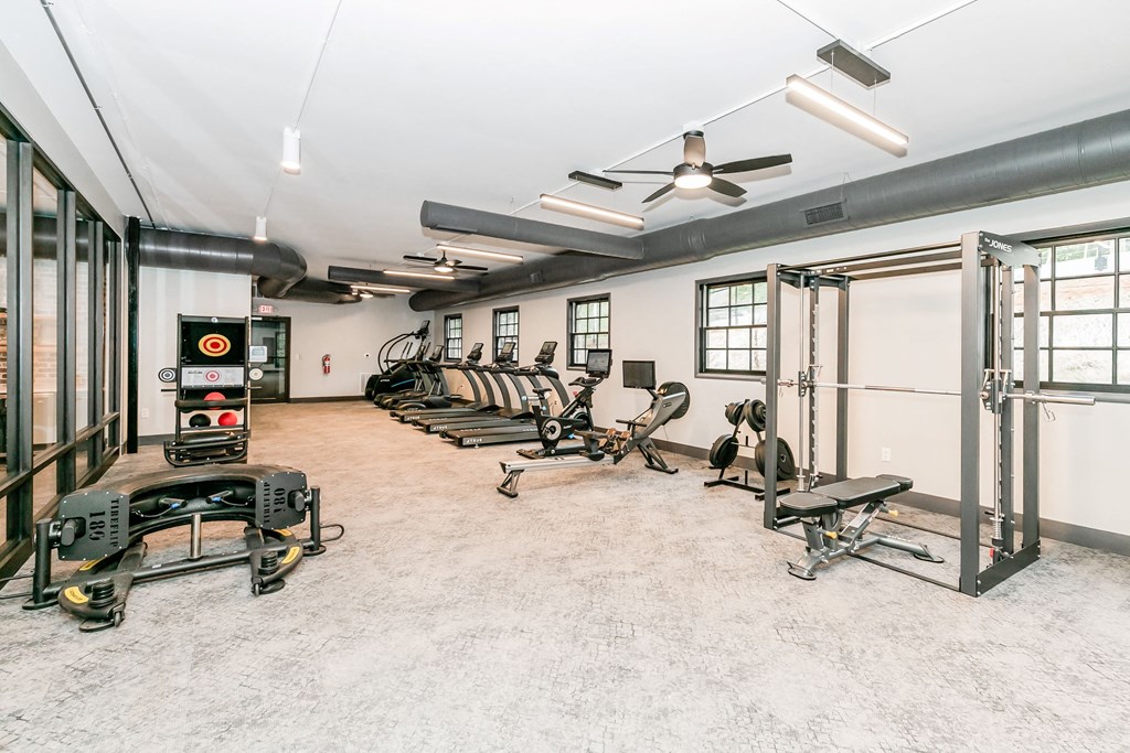 the gym at the flats at big tex apartments