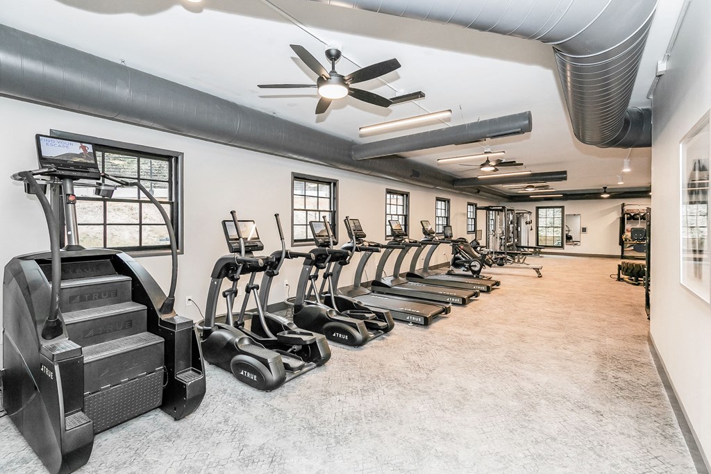 the gym has cardio equipment and treadmills in it