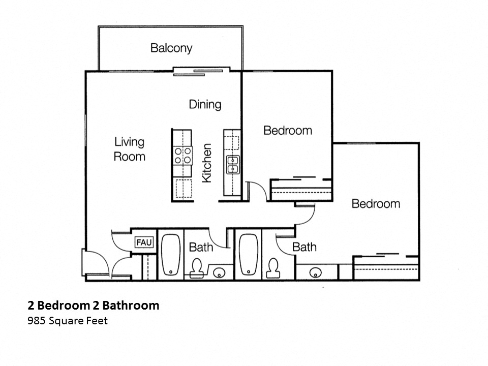 2x2 Two Bedroom Two Bath Floorplan Monte Vista Apartment Homes in La Verne, CA, 91750