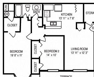 2 BR 1 BATH