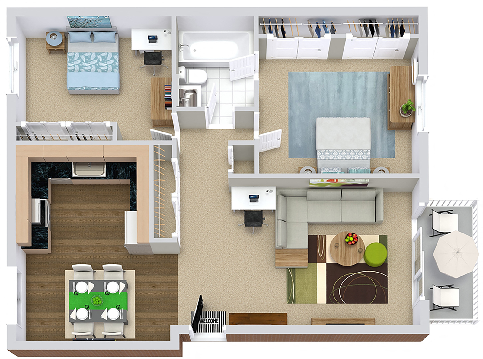 Prestigious North Royal Oak apartment with high end updates from stainless steel appliances to hardwood vinyl plank flooring plus washer & dryer.