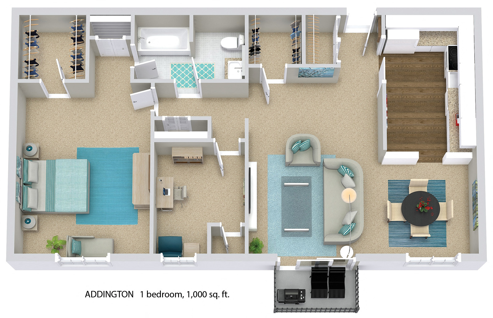 Unusually large Southfield apartment with upscale interior and extra room for den or office..