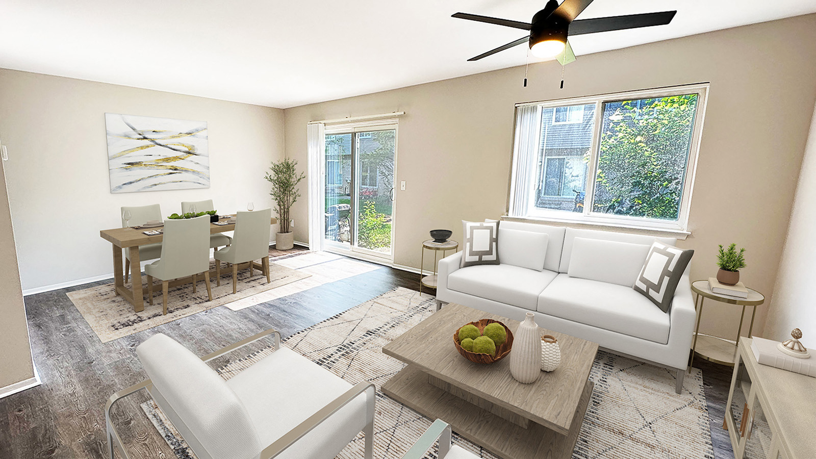 Large, light-filled townhomes with private entrance, washer and dryer,walk-in closets, many luxury features.