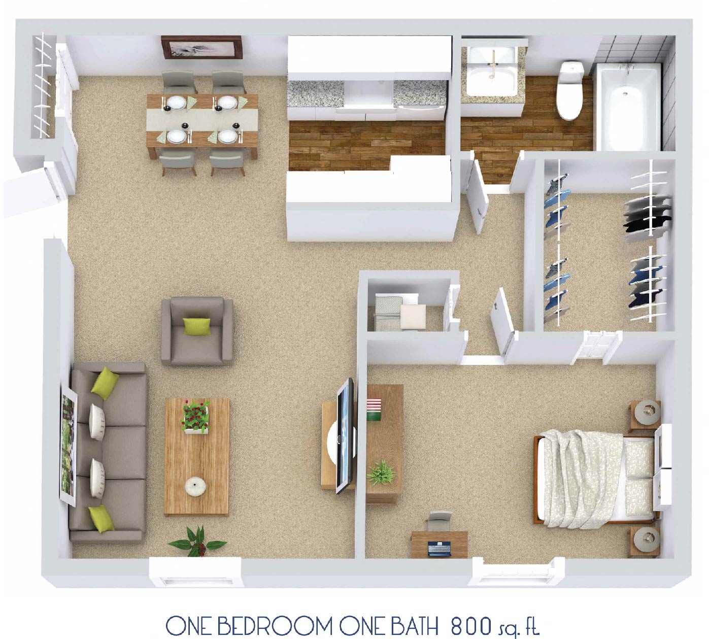 Nicely sized and newly updated apartment with easy-care wood plank flooring and plush carpeting, shaker cabinetry, light-loving big windows and a walk-in closet, too.
