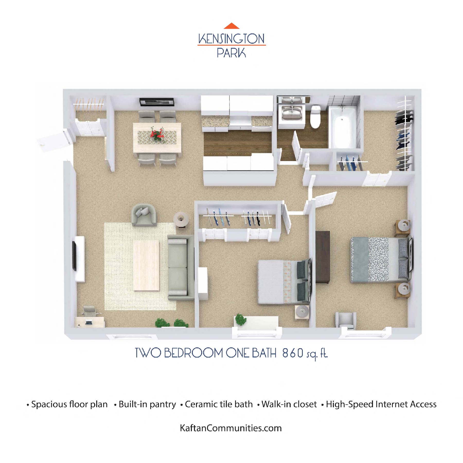 Spacious 2 bedroom apartment near wondrous Kensington Park, with upgraded interiors, stylish cabinets, walk in closets, large airy windows and a cool pool, too.