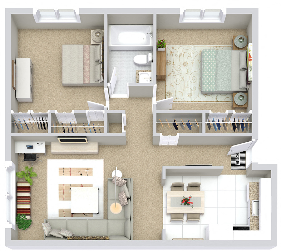 Spacious 850 sq. ft. two bedroom apartment in the convenient location in Southfield with a sparkling pool, lovely grounds and barbecue area, just for fun.