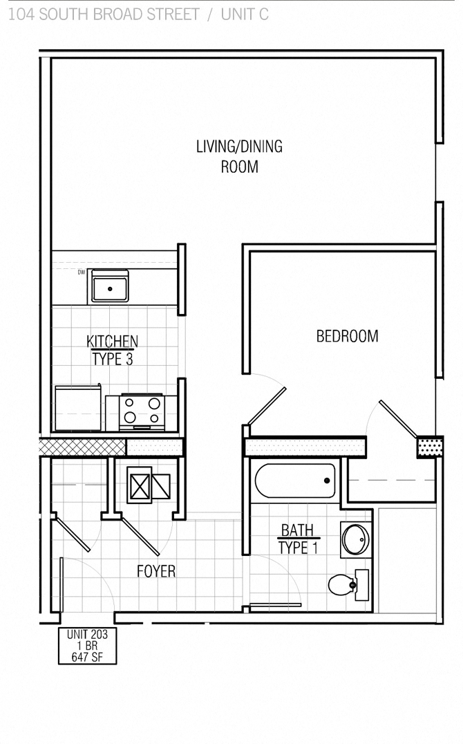 1 Br 1 Ba Type C