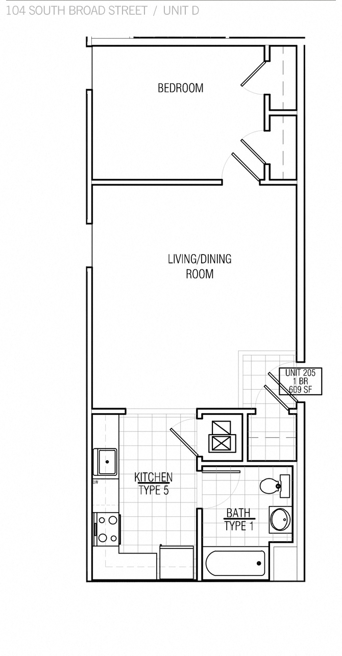 1 Br 1 Ba Type D