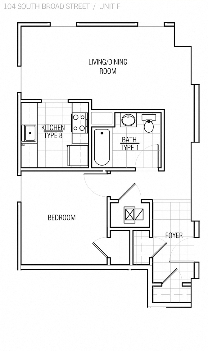 1 Br 1 Ba Type F