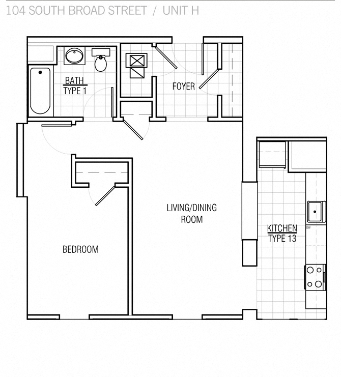 1 Br 1 Ba Type H