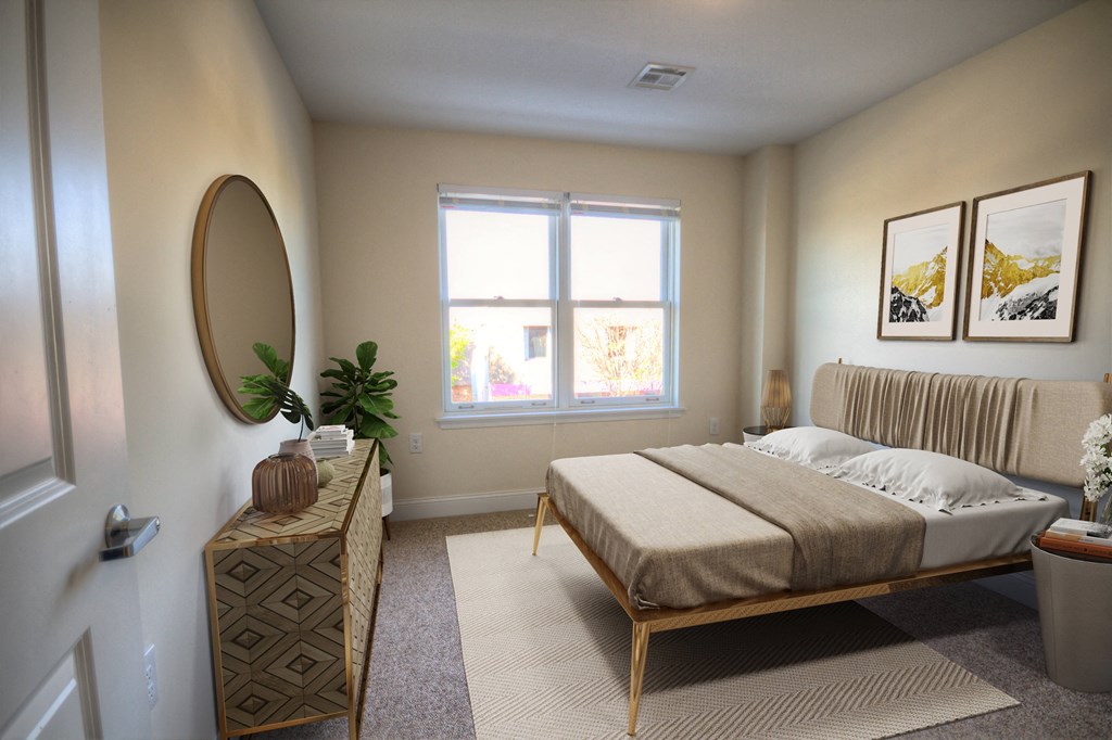 GG Green Bedroom with King/Queen sized bed with modern furniture