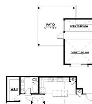2 Bed, 2 Bath, 1540 sq. ft. PLAN 2C MEZZ floor plan