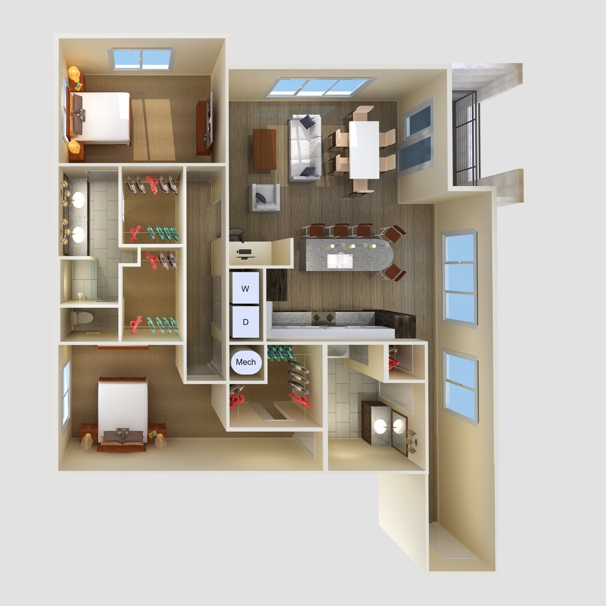 2Br 2Ba Floor Plan 4