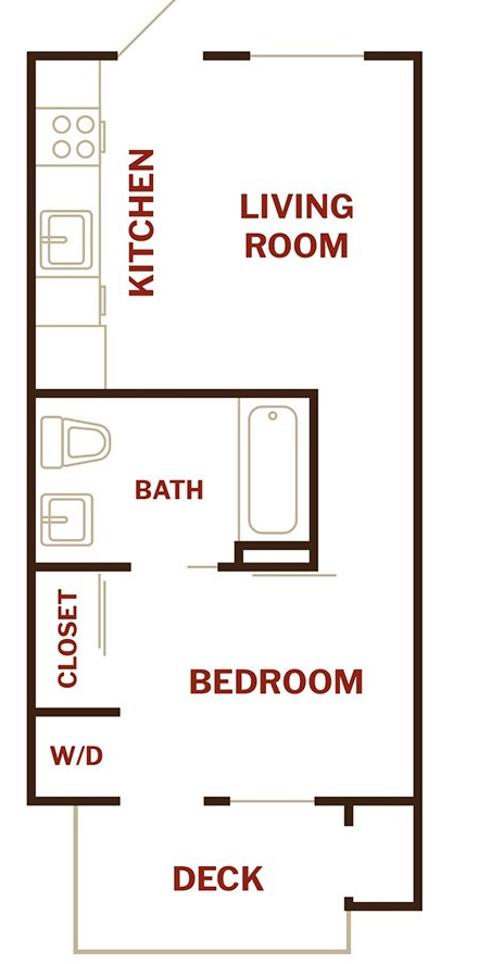 One Bedroom Floor Plan l The Breakers in Santa Cruz CA