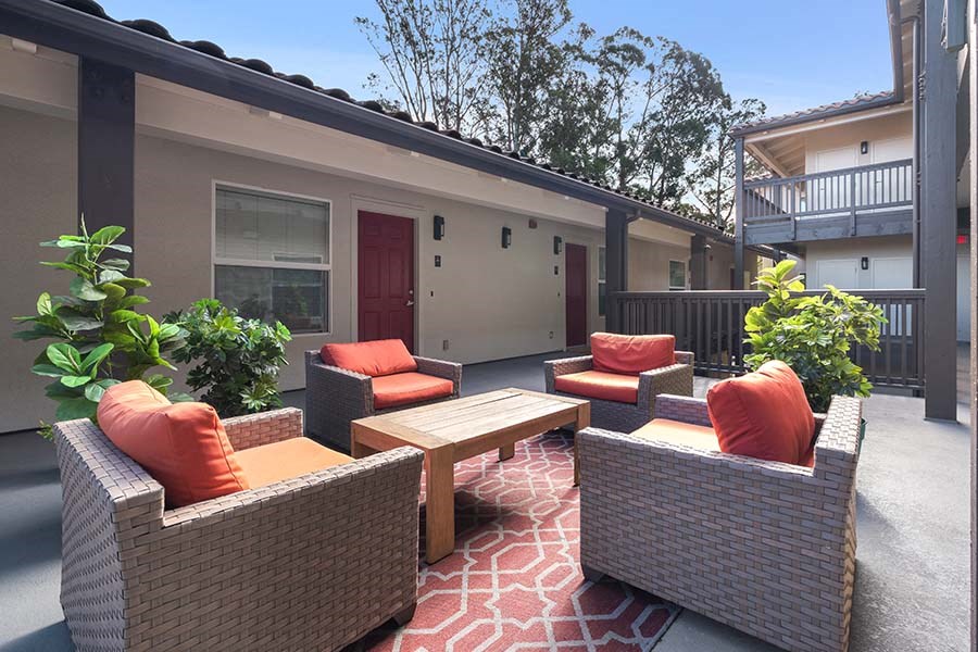 Seating by buildings