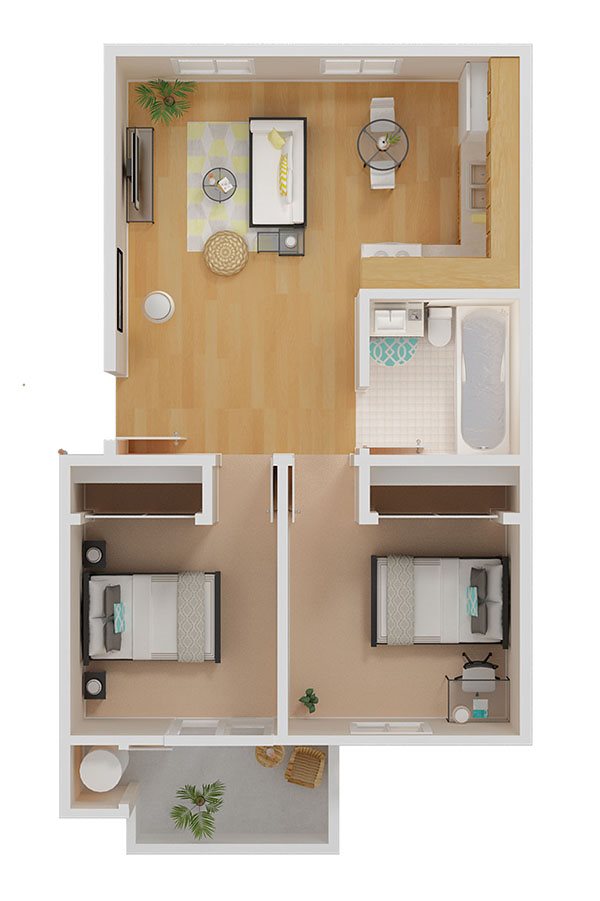 2bed/1bath Floor Plan 3