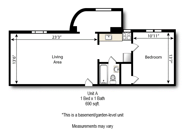 1 bedroom floorplan