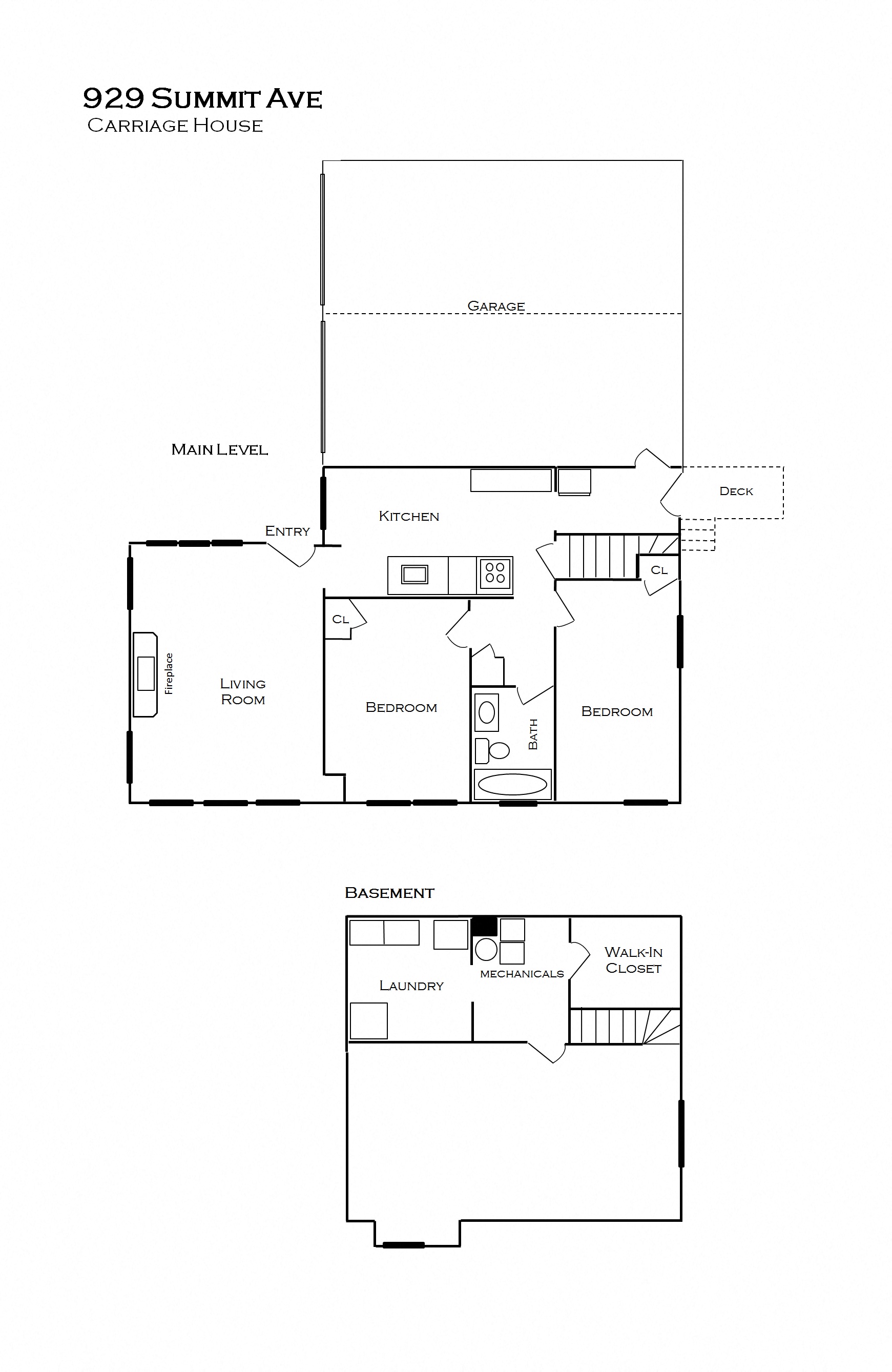 929 Summit - Carriage House and Basment - Floor Plan