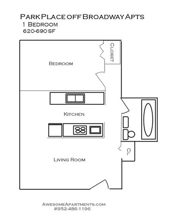 Park Place Off Broadway Apartments floorplan Park Place Off Broadway Apartments floorplan - Photo Gallery 6