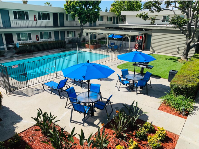 Pool Area  at Clair Del Gardens, Long Beach, California