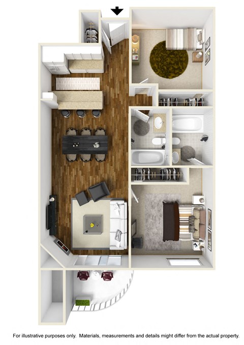 2 Bed 2 Bath Plan A at 430 Kelton, California
