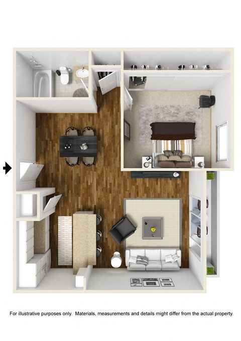 1 Bed 1 Bath Plan B at 430 Kelton, Los Angeles, 90024