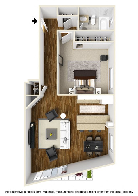 1 Bed 1 Bath Plan A at 430 Kelton, Los Angeles, California