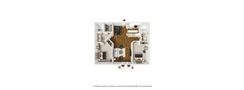 2 bedroom 2 bathroom Floor plan A at Palm Royale Apartments, Los Angeles, 90034