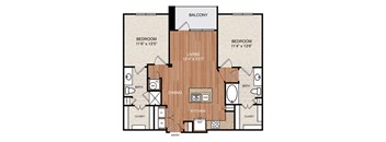 D1 Floor Plan at Berkshire Medical District, Texas