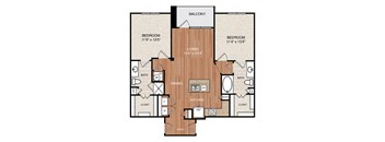 D2 Floor Plan at Berkshire Medical District, Texas, 75219