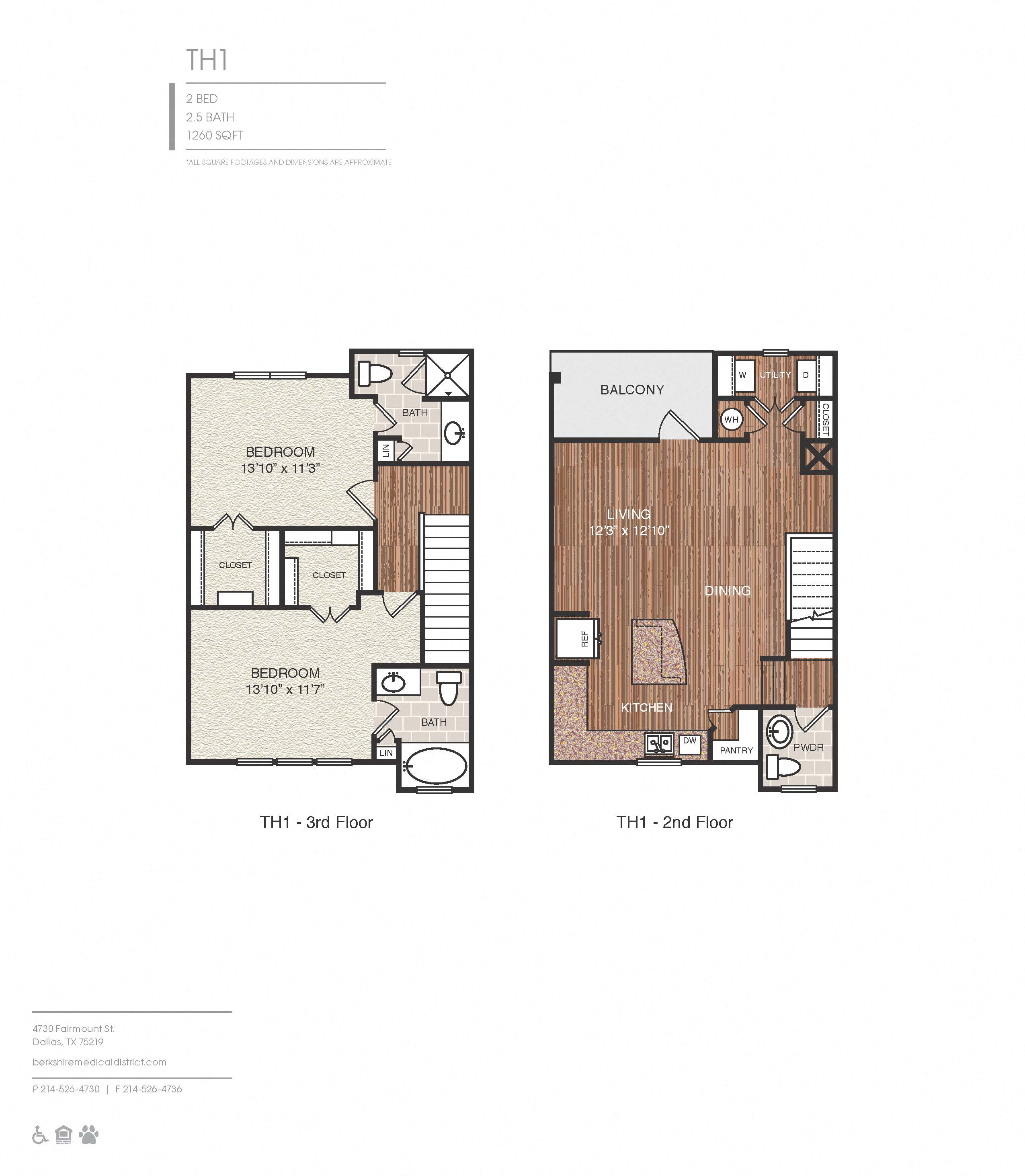 E1 Floor Plan at Berkshire Medical District, Dallas