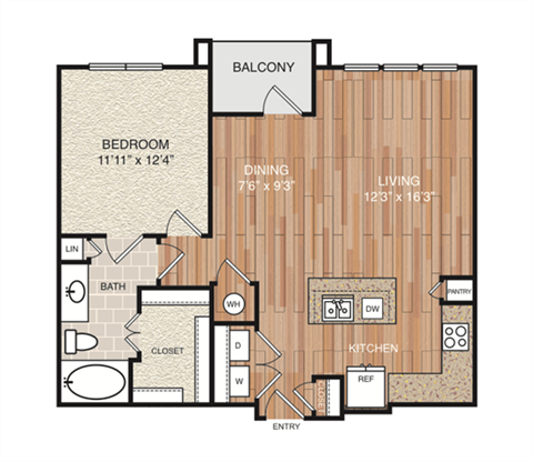 A7 Floor Plan at Berkshire Medical District, Texas