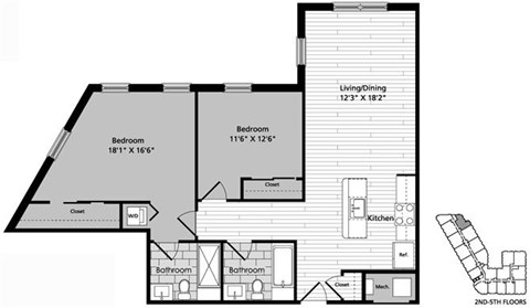 D1 Floor Plan at Gatehouse 75, Charlestown, Massachusetts