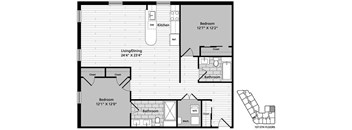 D7 Floor Plan at Gatehouse 75, Charlestown, MA, 02129