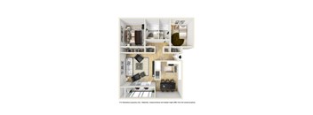 Two Bedroom Two Bath Floor Plan at The Villas at Monarch Beach, California, 92629