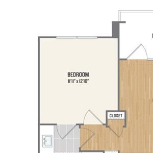 A2 Floor Plan One-Bedroom Floor Plan at Berkshire Amber, Dallas, TX, 75248