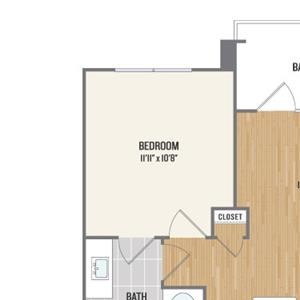 A5 Floor Plan One-Bedroom Floor Plan at Berkshire Amber, Dallas, Texas