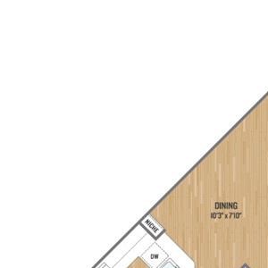A6 Floor Plan One-Bedroom Floor Plan at Berkshire Amber, Dallas