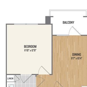 A7 Floor Plan One-Bedroom Floor Plan at Berkshire Amber, Texas