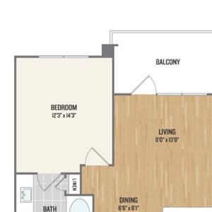 B1 Floor Plan Two-Bedroom Floor Plan at Berkshire Amber, Dallas, TX, 75248
