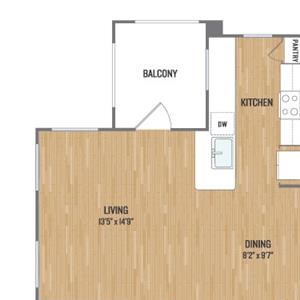 B2 Floor Plan Two-Bedroom Floor Plan at Berkshire Amber, Dallas, TX
