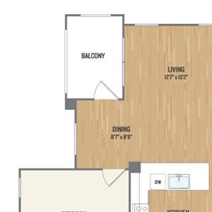 B3 Floor Plan Two-Bedroom Floor Plan at Berkshire Amber, Dallas, 75248