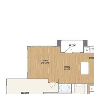 B5 Floor Plan Two-Bedroom Floor Plan at Berkshire Amber, Dallas