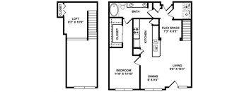 A6L Floor Plan at The Plaza Museum District, Houston, 77004