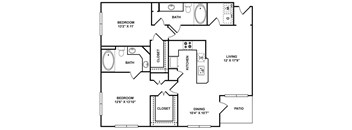D2 Floor Plan at The Plaza Museum District, Houston, TX