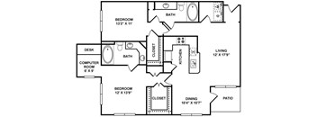 D3 Floor Plan at The Plaza Museum District, Houston, 77004