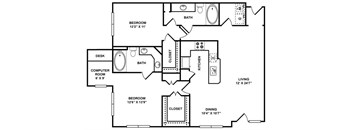 D6 Floor Plan at The Plaza Museum District, Texas